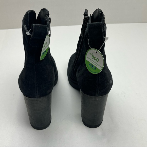 Paul Green Heeled Suede Black Booties Womens Size US 8.5‎ UK 6 Side Zipper NEW - Picture 11 of 11
